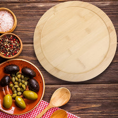 Natural Bamboo Round Cutting Board for Kitchen Chopping
