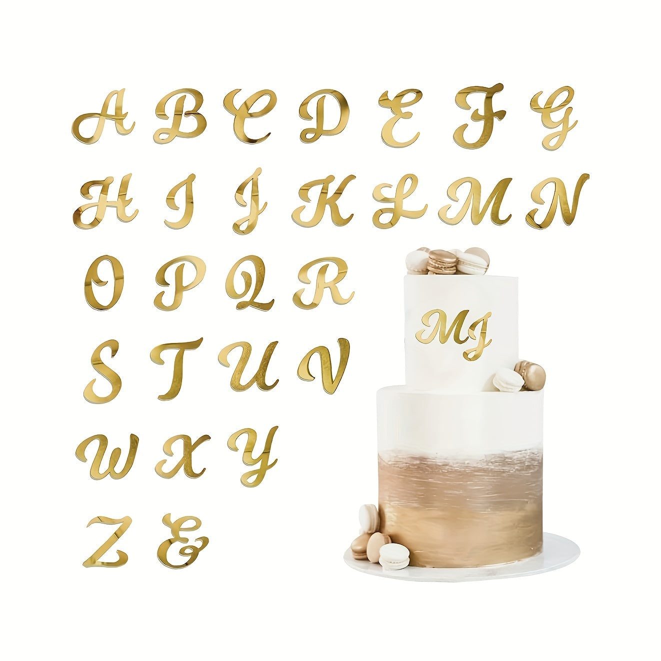 27pcs Solid Letter Cake Topper for Weddings Birthdays & Parties
