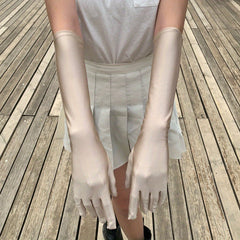 Full Finger Sunscreen Gloves UV Protection Retro Solid Gloves