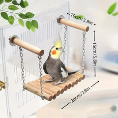 Wooden Swing Parrot Toy For Climbing And Playing