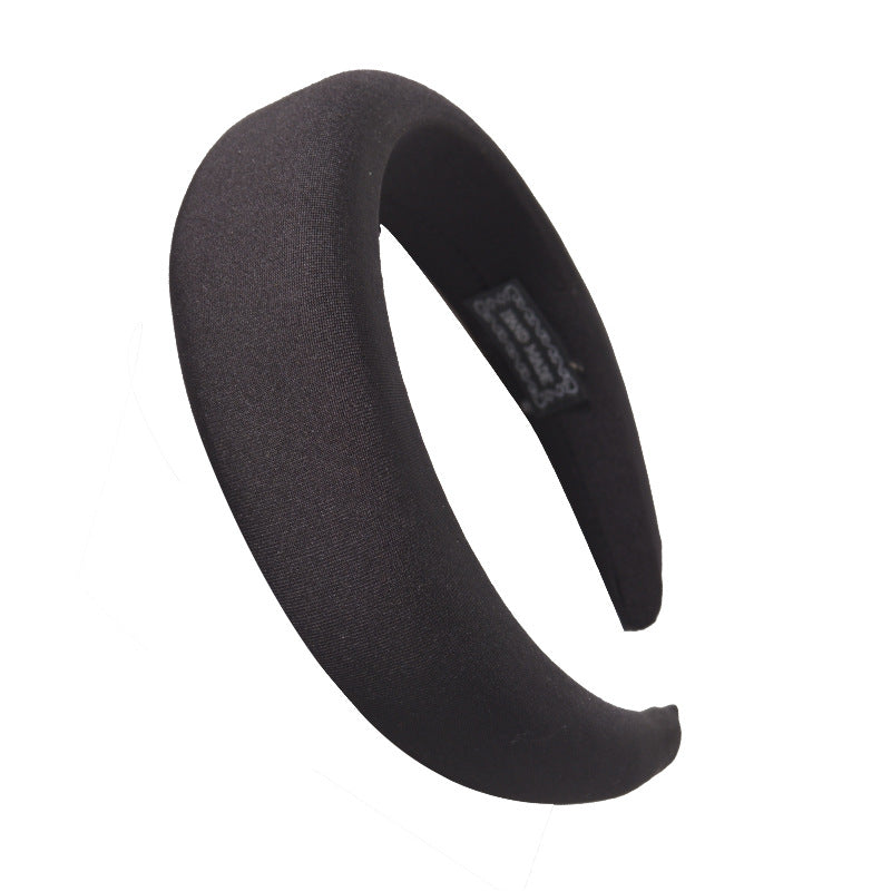 Solid Padded Headband Fabric Puffy Sponge Thick Wide Hairband Vintage Hair