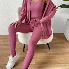 Three Piece Cardigan, Cami Top & Pants Set