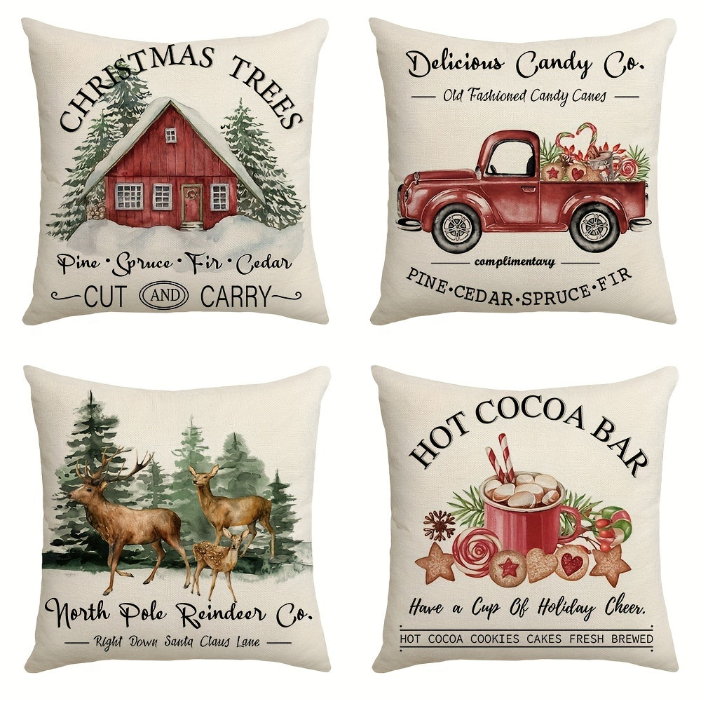 1pc Reindeer Christmas Pillow Case - Holiday Decor