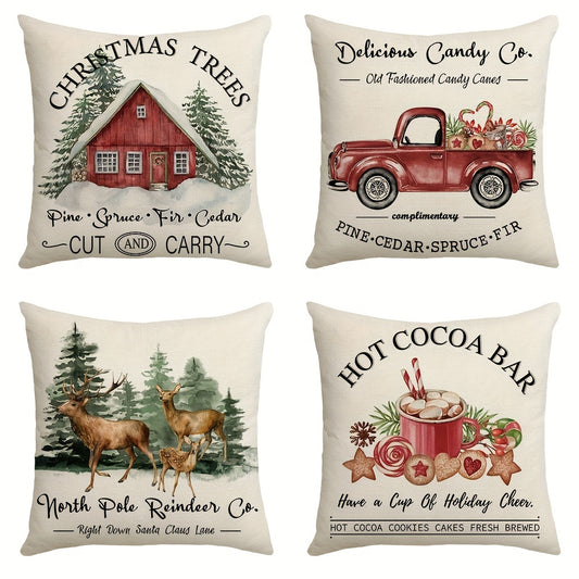 1pc Reindeer Christmas Pillow Case - Holiday Decor