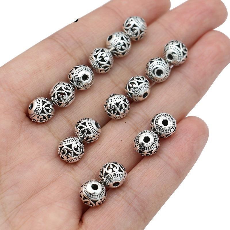 10Pcs Antique Silver Heart Spacer Beads 8mm