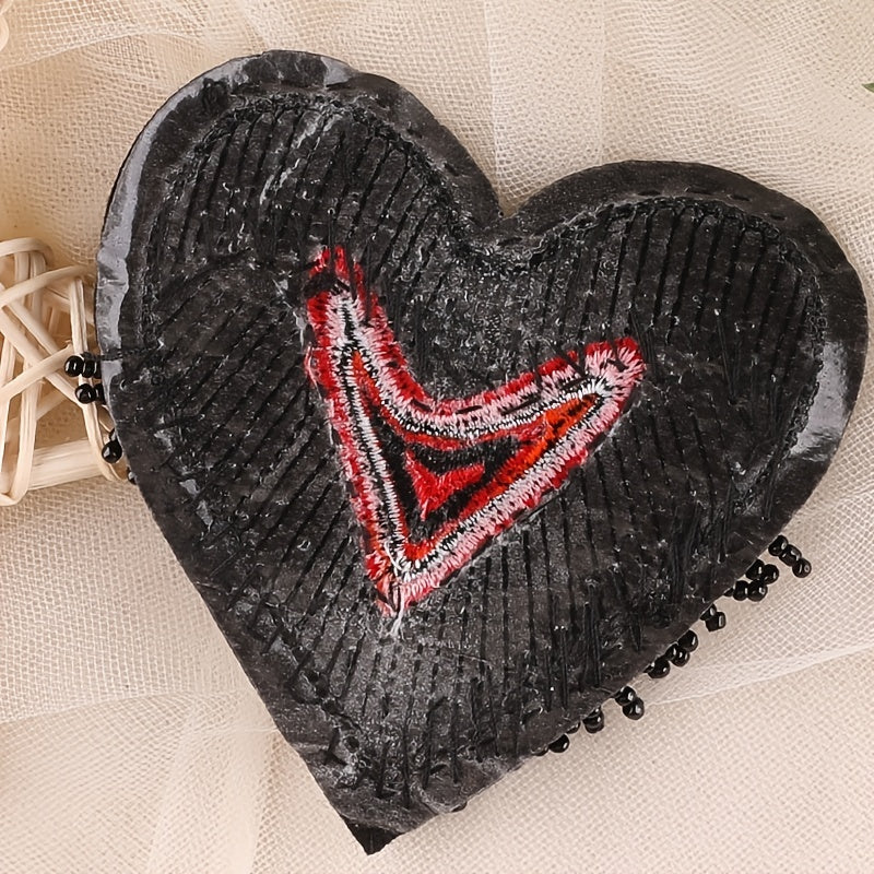 1pc Heart Beaded Embroidery Patches for DIY Clothes Accessories