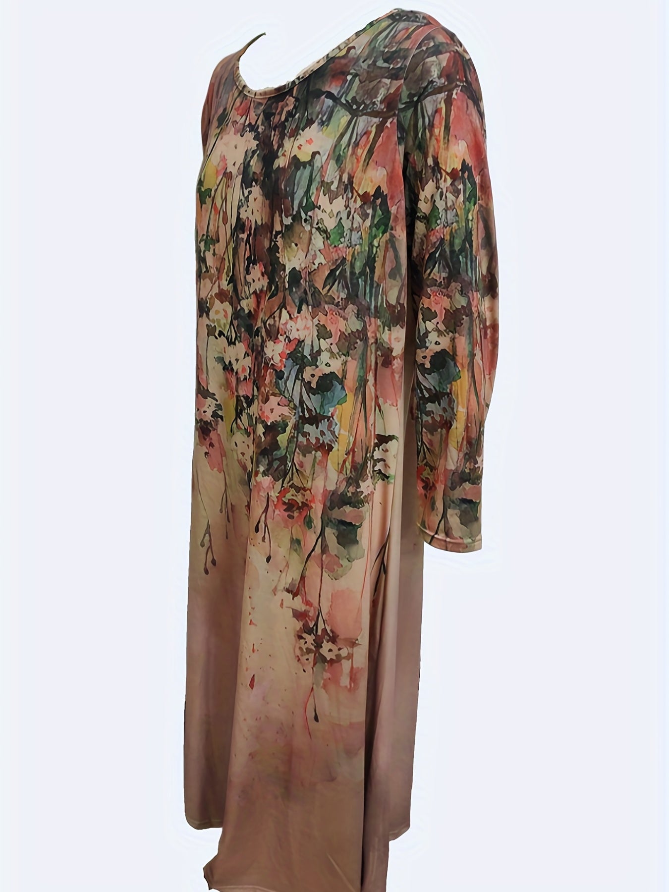  Dress Women's Plus Floral Print Long Sleeve Maxi Dress