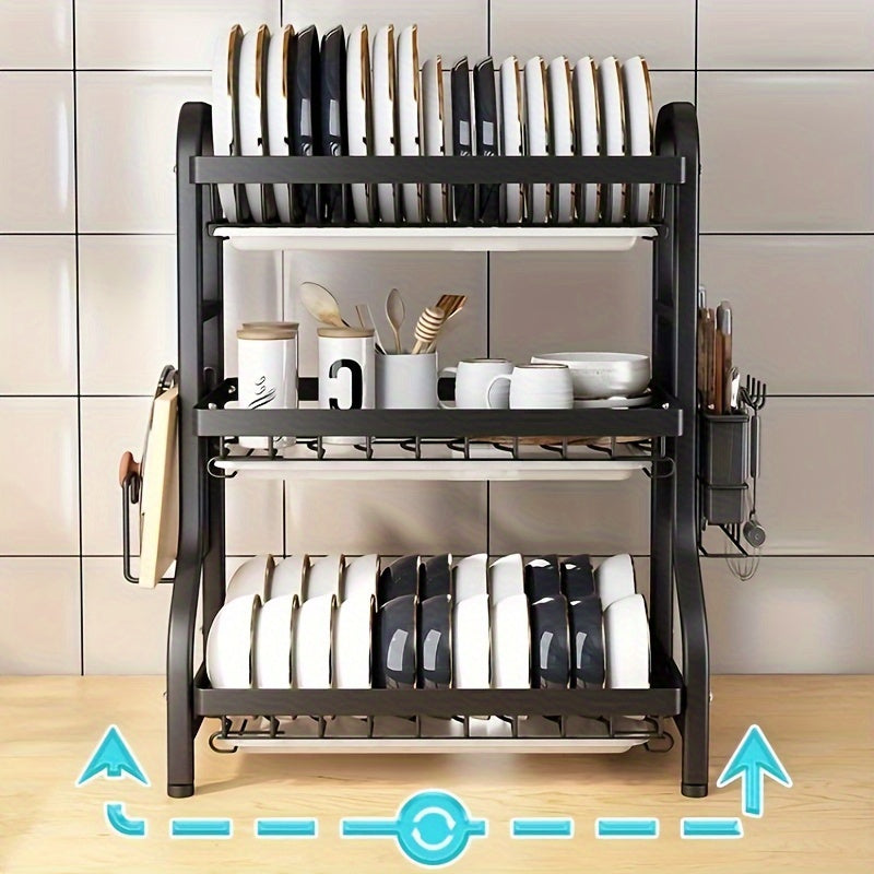 Compact Dish Drying Rack with Drainboard Set