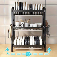 Compact Dish Drying Rack with Drainboard Set