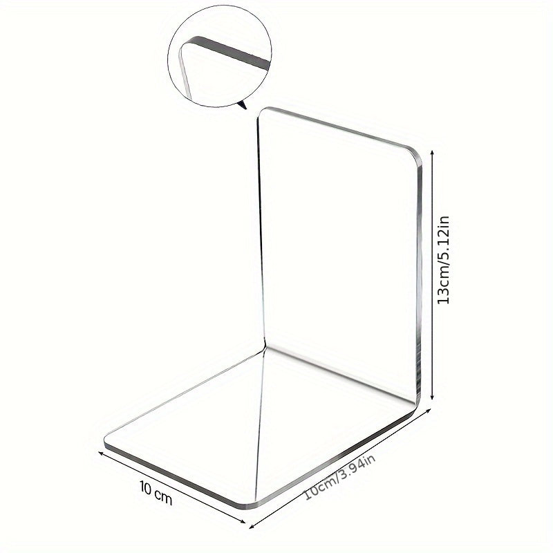 Transparent Acrylic Book Stand L-shaped Bookend for Display or Storage