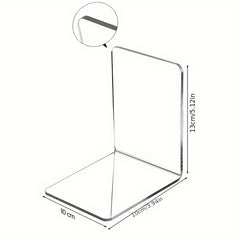 Transparent Acrylic Book Stand L-shaped Bookend for Display or Storage