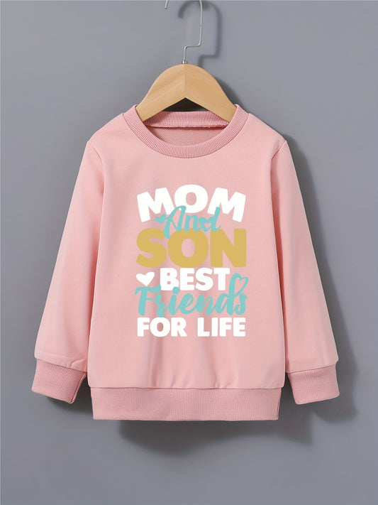 Boys Round Neck Sweatshirt Pullover MOM AND SON Print Casual Top