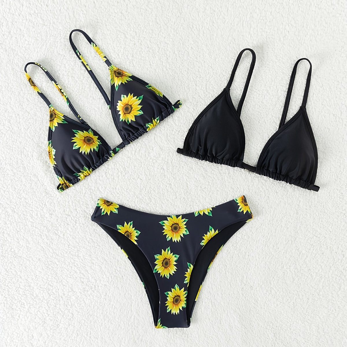 2pcs Girl's Sunflower Bikini Set Bathing Suit for Summer Vacation