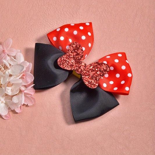 Cute Ribbon Polka Dot Bow Hair Clips for Girls