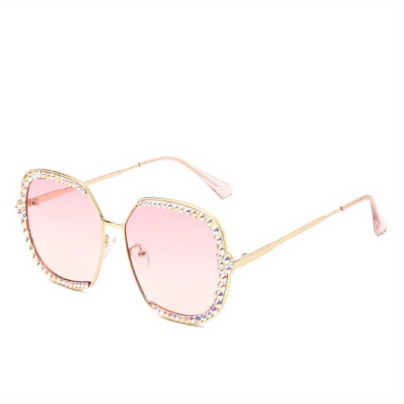 Rhinestone Square Sunglasses Metal Sunshade Eyewear