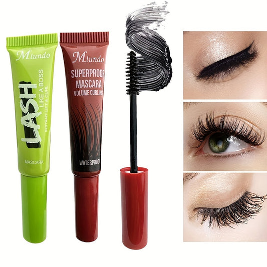 2pcs 4D Waterproof Thick Curling Mascara Durable Enlarge Eyes Smudge Proof