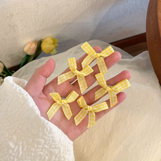 5pcs Rectangle Bow Hair Clips Set for Baby Girls