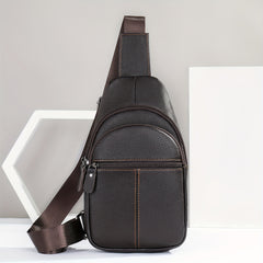 Men's High Leather Chest Bag for Mobile Phone