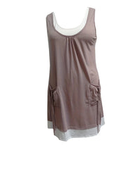 Colorblock Ruched Tank Dress with Pockets