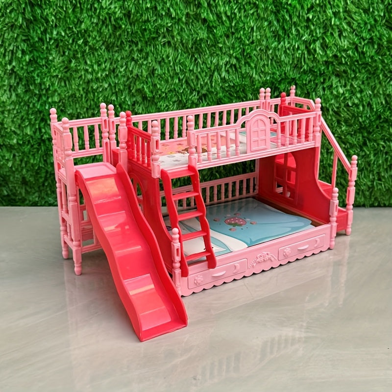 Dollhouse Mini Double Slide Bed Home Decor Play Princess Room Graduation Gift