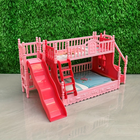 Dollhouse Mini Double Slide Bed Home Decor Play Princess Room Graduation Gift