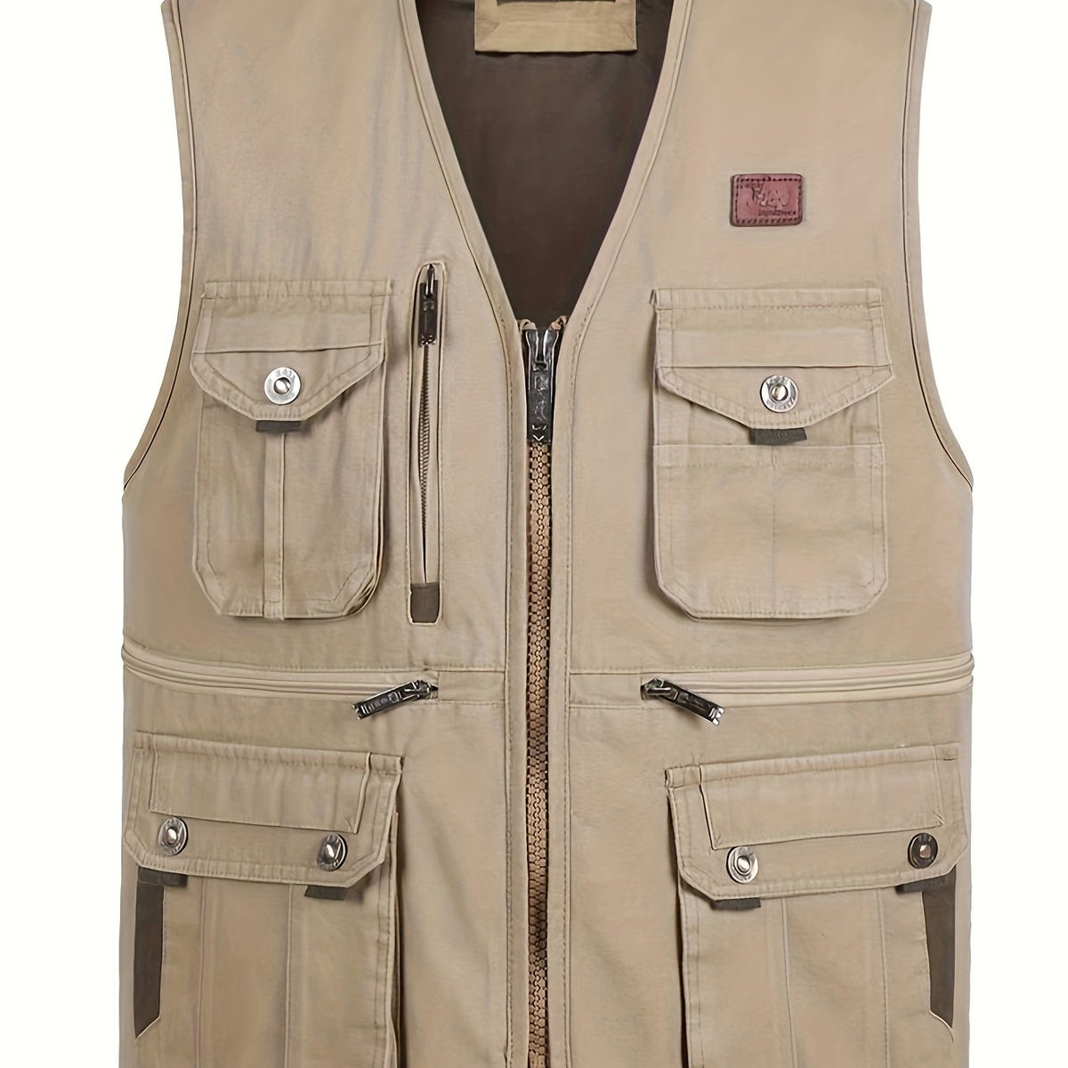 Zipper Pockets Cotton Cargo Vest Men's Casual Outwear Zip Up Vest