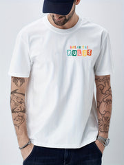 Cotton Break The Rules Print Men's Graphic Crew Neck T-shirt