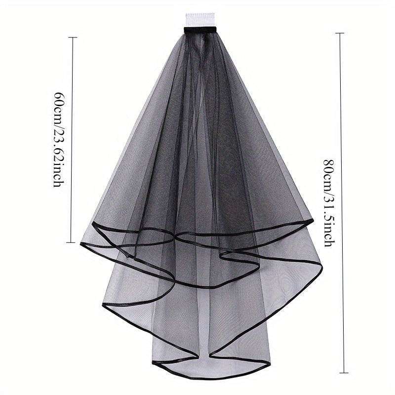Bridal Veil Pearl Gloves Short Satin Edge Net Veil Wedding Bachelorette Party