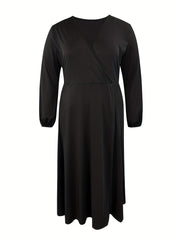  Solid Long Sleeve Pleated Maxi Dress