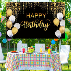 Golden Balloon Glitter Sequin Birthday Backdrop