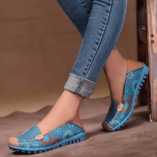 Women's Floral Print Loafers Lightweight Slip-On Shoes