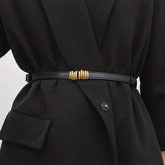 Vintage Striped Buckle Belt Thin Waistband for Women