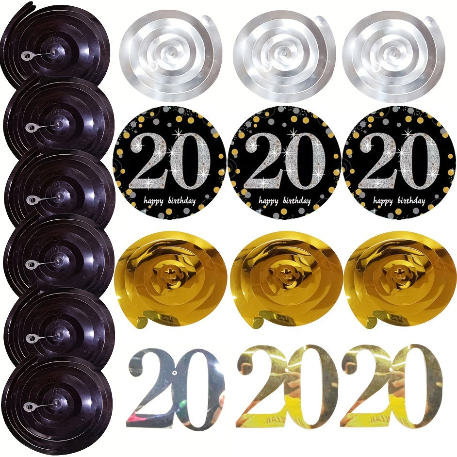 12pcs 20th Birthday Hanging Swirl Decorations