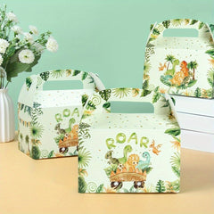 4pcs Polychrome Jungle Animals Treat Boxes 6 Inch