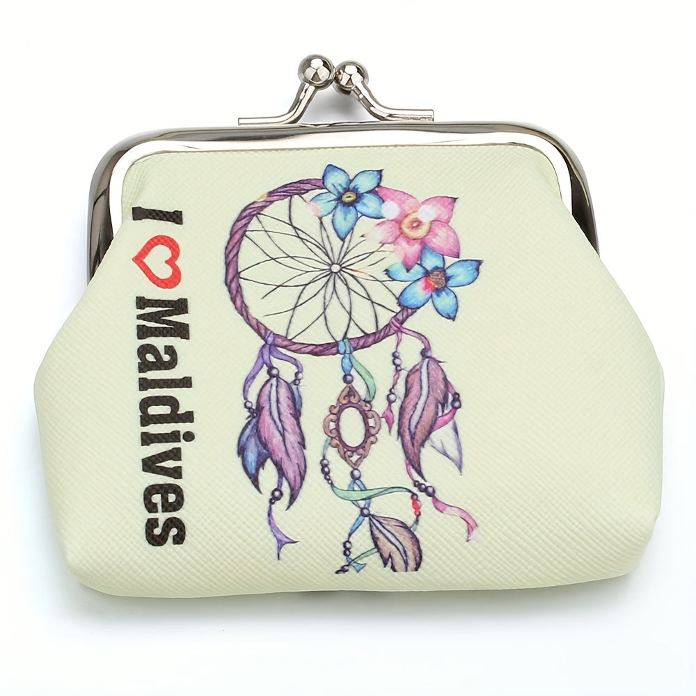 Leaf Pattern Coin Purse Bag Kiss Lock Key Bag Birthday Gift