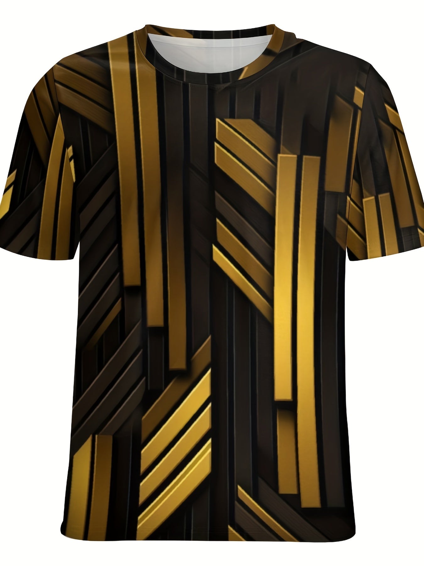 Men's Stripes Print T shirt Active Comfy Crew Neck 3D Print Tee