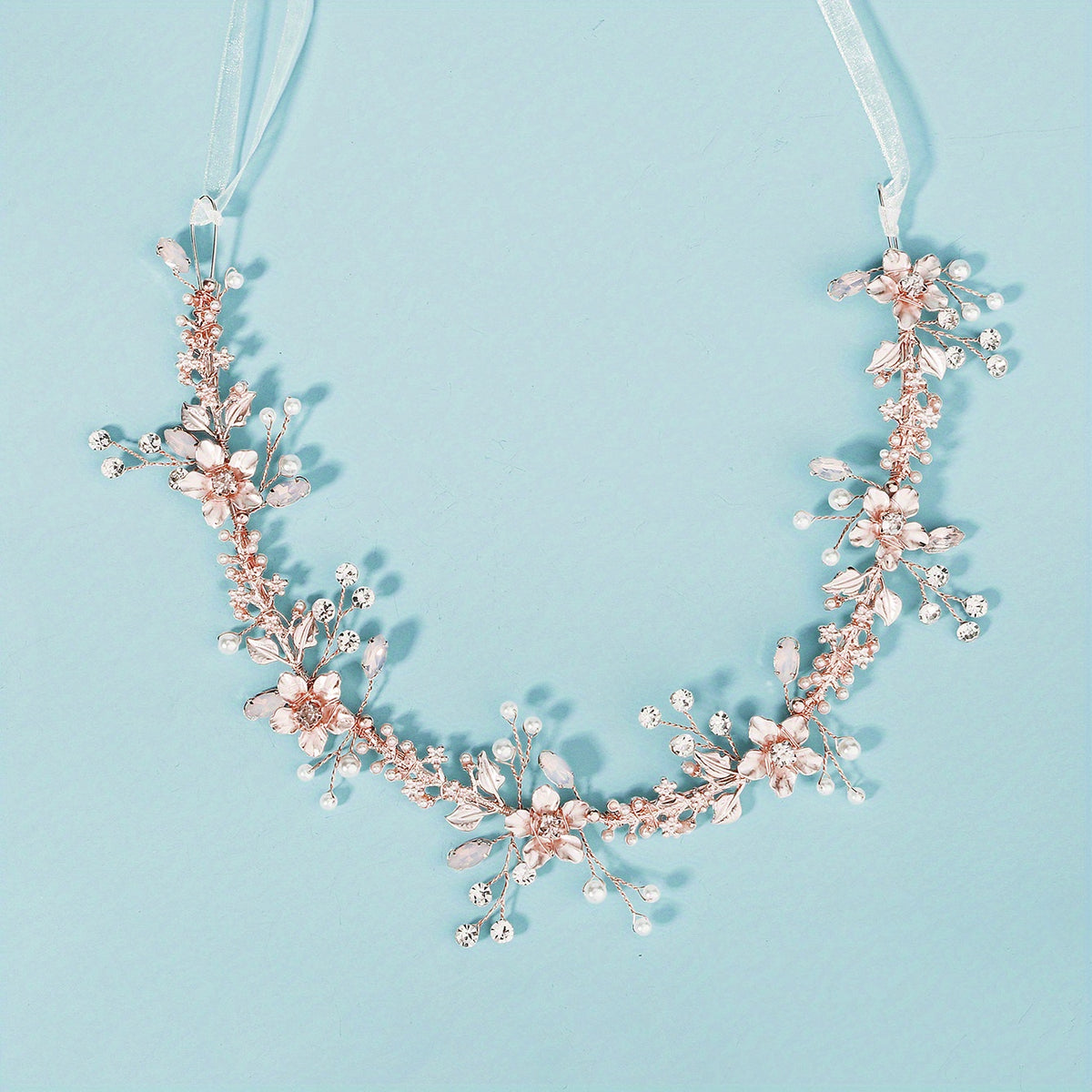 Flower Charm Rhinestone Headband Bridal Wedding Hair Accessory