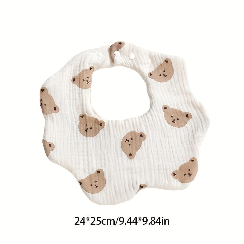 6-Layer Cotton Gauze Petal Bibs for Kids, 360 Degree Rotation, Anti-Spit Wipes