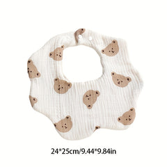 6-Layer Cotton Gauze Petal Bibs for Kids, 360 Degree Rotation, Anti-Spit Wipes