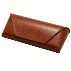 Hard Shell Portable Fashionable PU Leather Eyeglass Case Brown