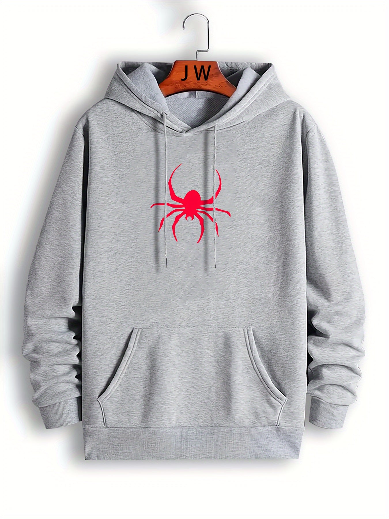 Spider Print Graphic Hoodie Men's Pullover for Halloween