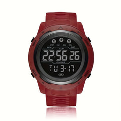 Men's Digital Sports Watch PVC Strap Plastic Case Button Powered