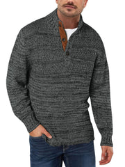 Men's Quarter Zip Polo Collar Knit Pullover Sweater