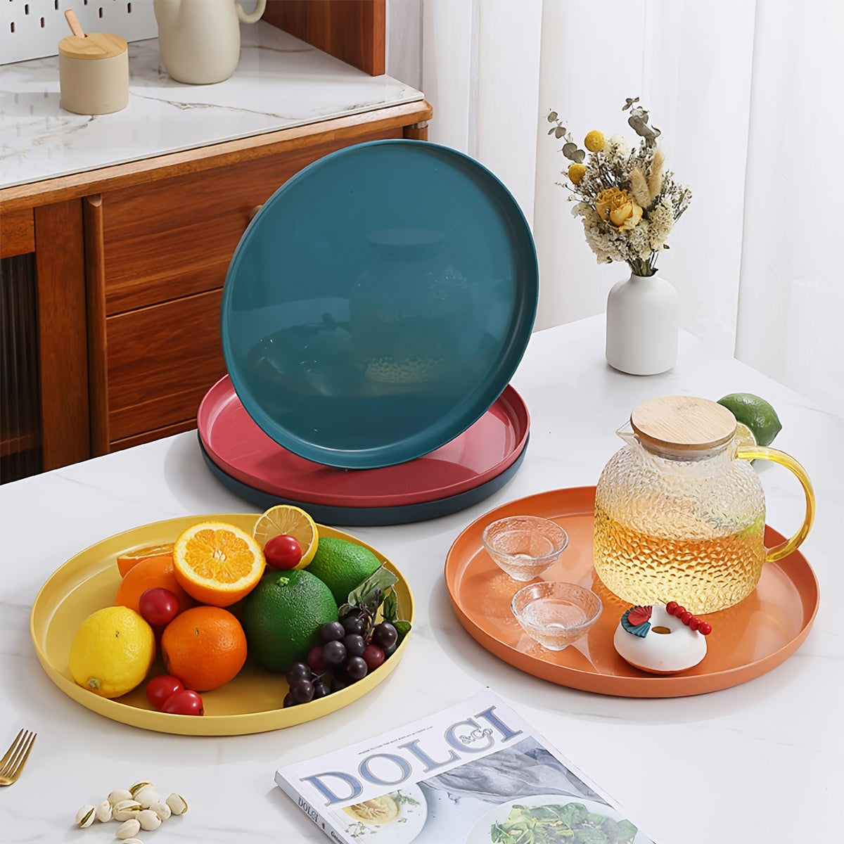 Afternoon Tea Serving Platter Round Large Tray Household Multifunctional Plate