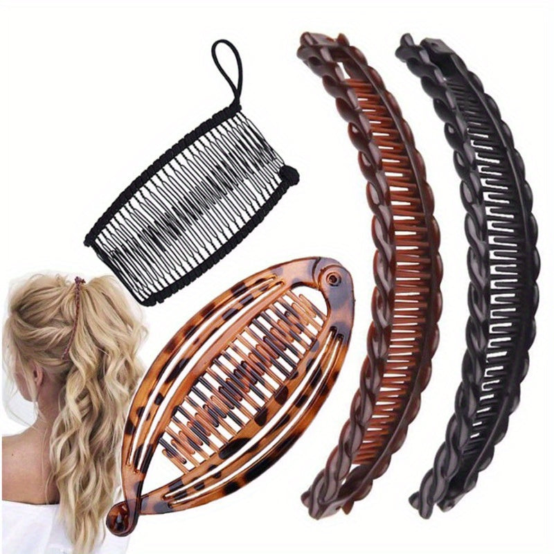 Leopard Pattern Hair Comb Ponytail Holder Hair Claw