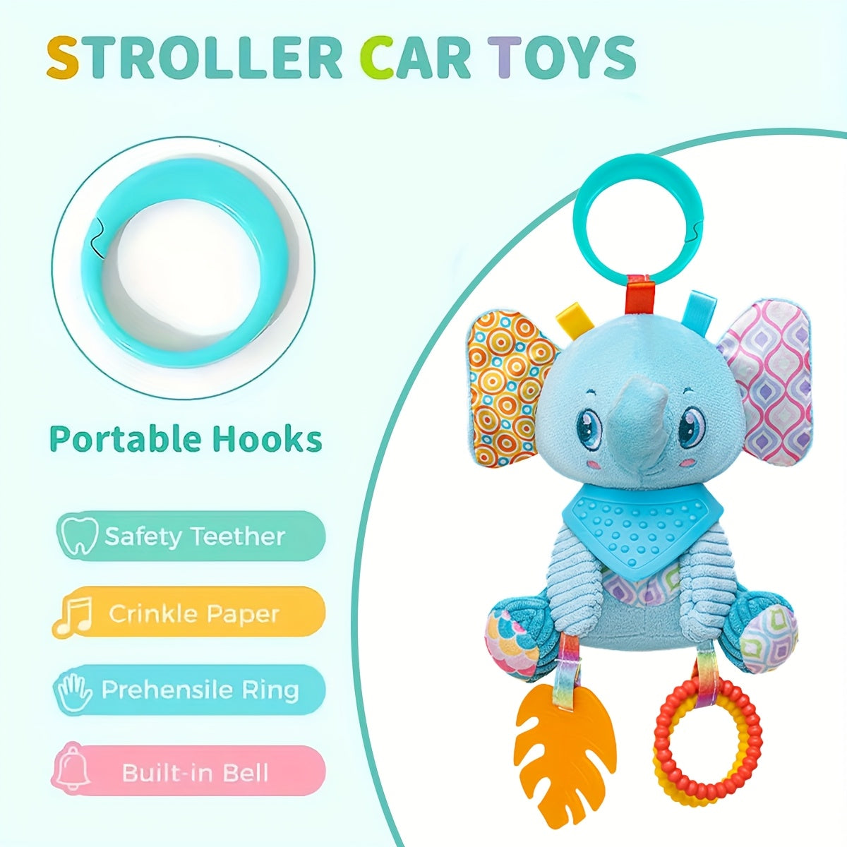 Colorful Spiral Rattle Toy for Kids with Rings
