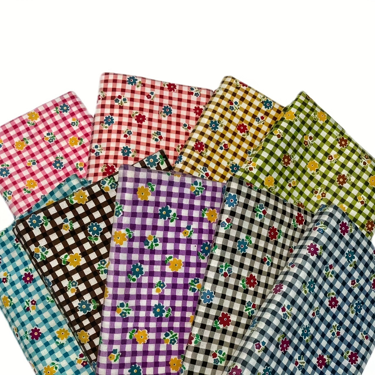 9pcs Floral Polyester Fabric DIY Sewing Scrapbooking Quilting