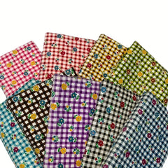 9pcs Floral Polyester Fabric DIY Sewing Scrapbooking Quilting