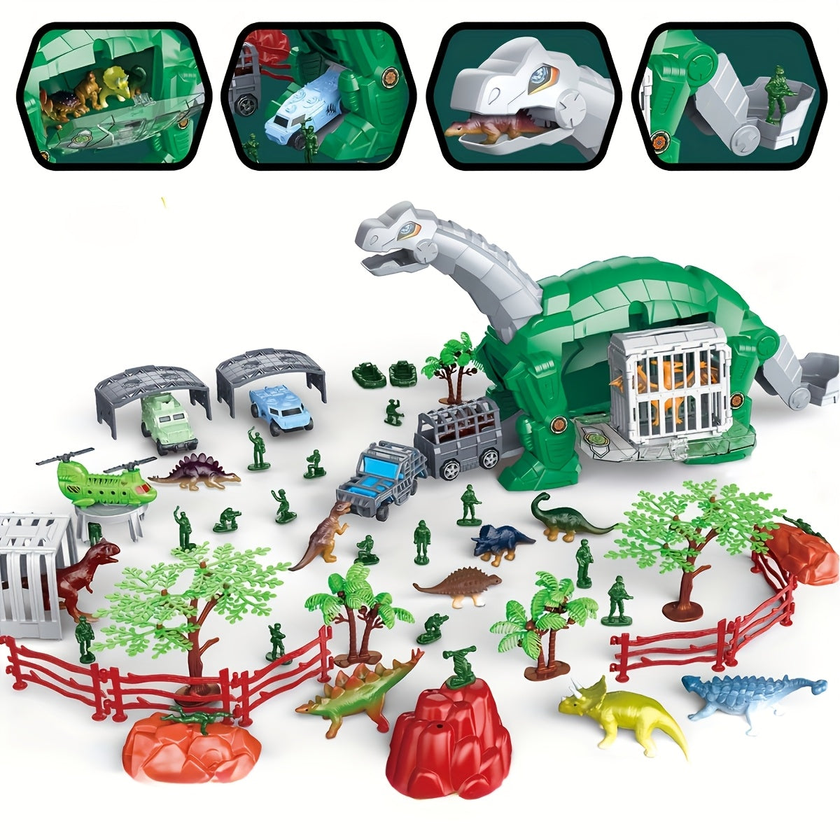 Interactive Dino Toy Set with Helicopter & Dinosaur Models