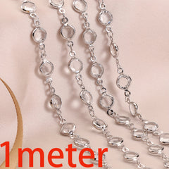 1 Meter Mixed Crystal Zircon Bezel Charms Beads Chain DIY Necklace Bracelet